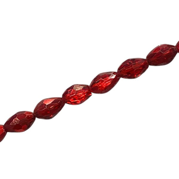 8 X 6 MM TEARDROP BEADS CRYSTAL / METALLIC RED - 64 PCS