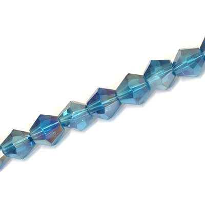 8MM CRYSTAL BI-CONE STRANDS - APPROX 40 / PCS - BLUE ZIRCON AB