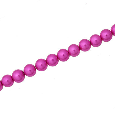 8 MM GLASS PEARL BEADS - APPROX 105 / PCS - BRIGHT PINK