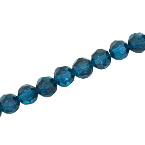 8MM FACETED ROUND BEADS - APPROX 65/PCS - CRYSTAL / METALLIC BLUE ZIRCON
