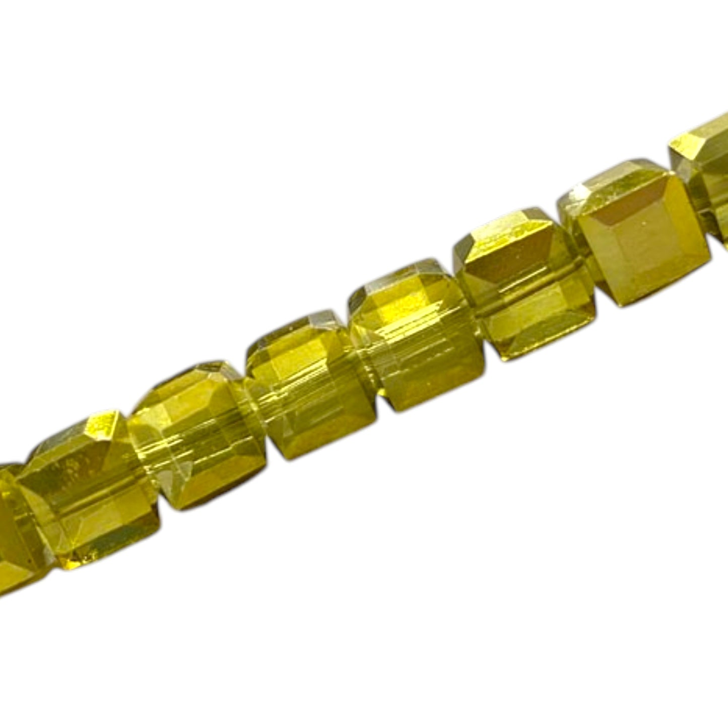8 MM CUBE BEADS APPROX 48 PCS / CRYSTAL METALLIC YELLOW