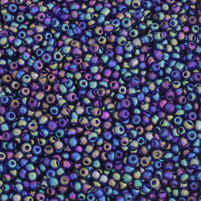 #8/0 SEED BEADS - APPROX 100G - DARK BLUE RAINBOW