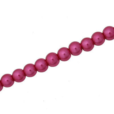 8 MM GLASS PEARL BEADS - APPROX 105 / PCS - HOT PINK