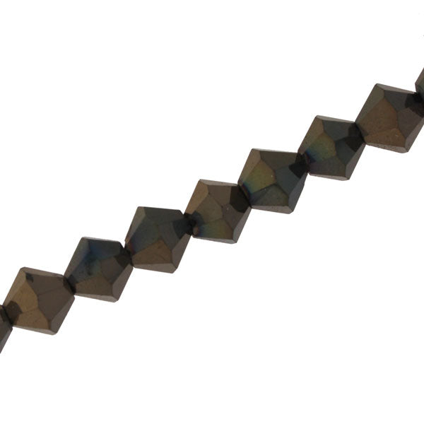 8MM CRYSTAL BI-CONE STRANDS - APPROX 40 / PCS - DARK MOCHA