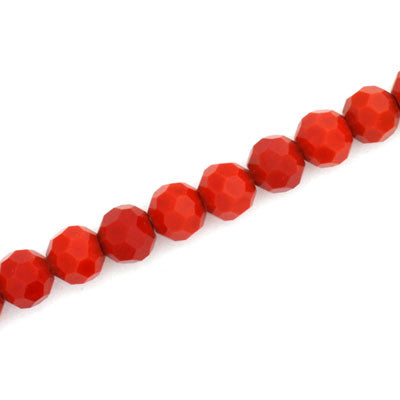 8MM FACETED ROUND CRYSTAL BEADS - APPROX 72/PCS - OPAQUE RED
