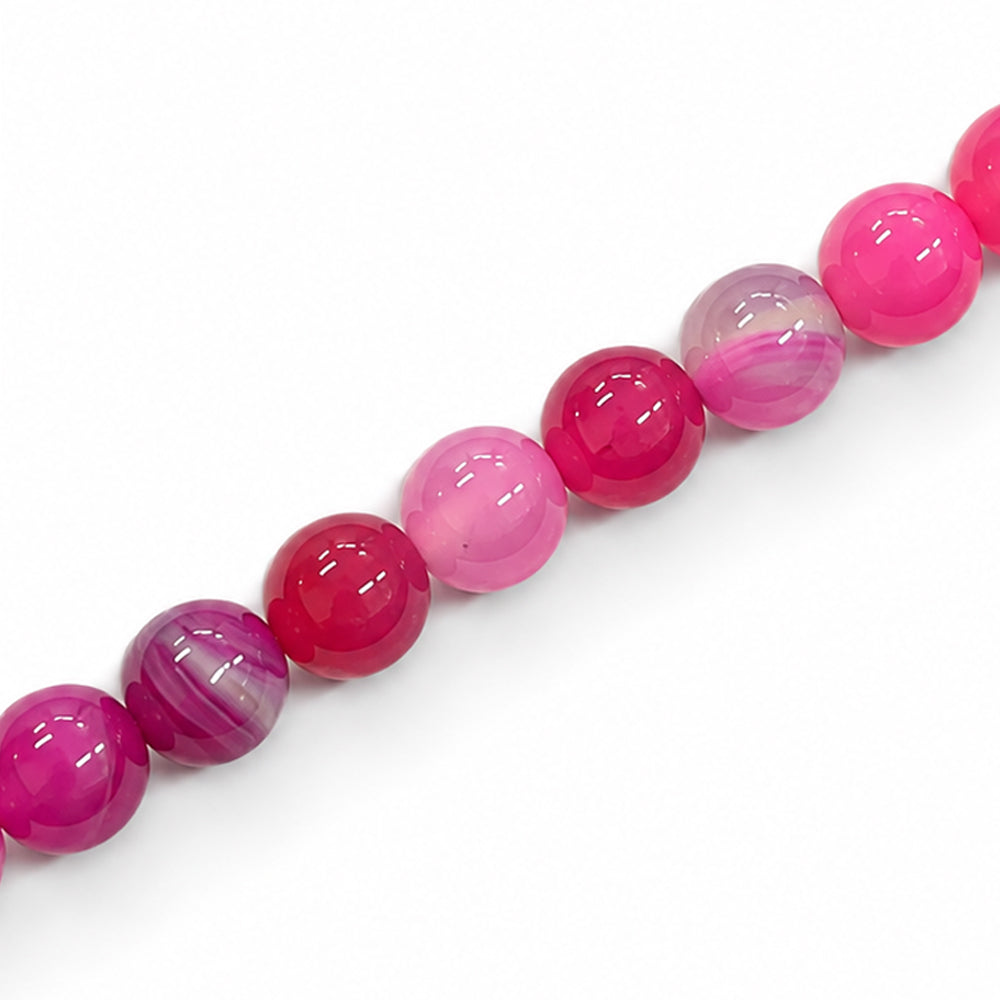 Agate Pink Beads 8mm Round Dyed – Approx 47pcs