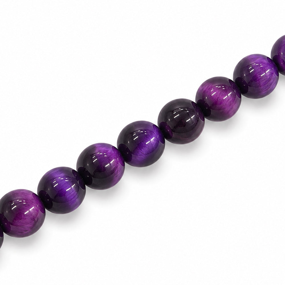 Purple Tiger Eye 8mm Round – Colour Enhanced - Approx 48pcs