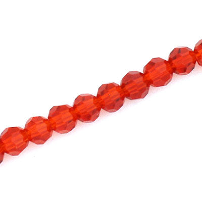 8MM FACETED ROUND CRYSTAL BEADS - APPROX 72/PCS - RED