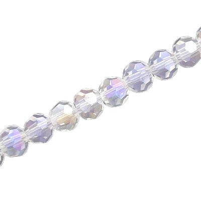 8MM FACETED ROUND CRYSTAL BEADS - APPROX 72/PCS - CRYSTAL AB