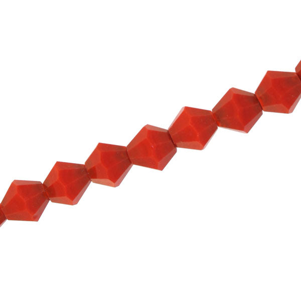 8MM CRYSTAL BI-CONE STRANDS - APPROX 40 / PCS - OPAQUE RED