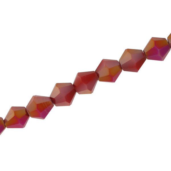 8MM CRYSTAL BI-CONE STRANDS - APPROX 40 / PCS - OPAQUE RED AB