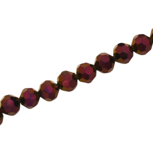 8MM FACETED ROUND BEADS - APPROX 65/PCS - METALLIC PLUM