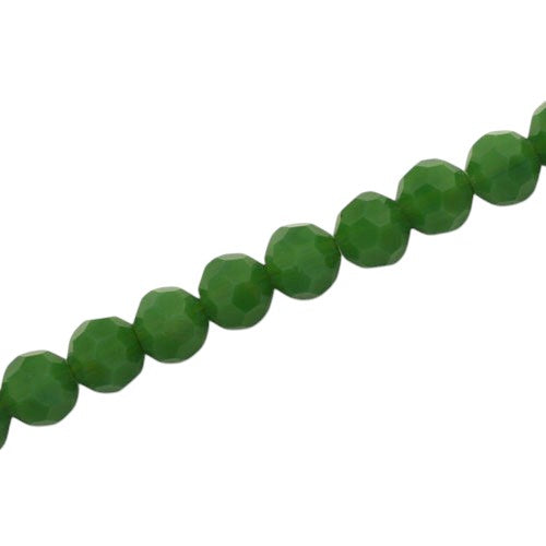 8MM FACETED ROUND BEADS - APPROX 65/PCS - OPAQUE GREEN