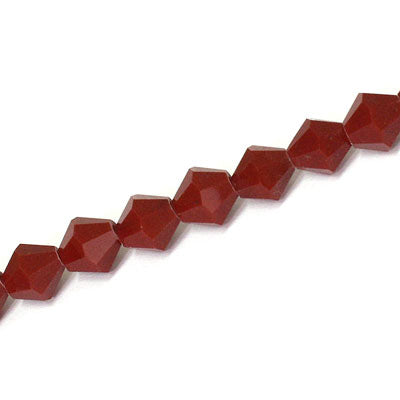 8MM CRYSTAL BI-CONE STRANDS - APPROX 39 / PCS - OPAQUE DARK RED