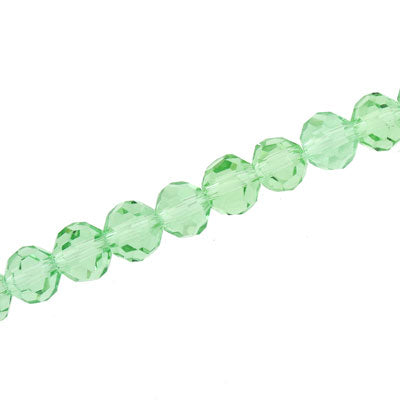 8MM FACETED ROUND CRYSTAL BEADS - APPROX 72/PCS - PERIDOT