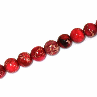 IMPERIAL JASPER BEADS DYED 8MM RED - 50 PCS