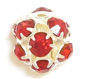 8mm silver/red ball 1pce