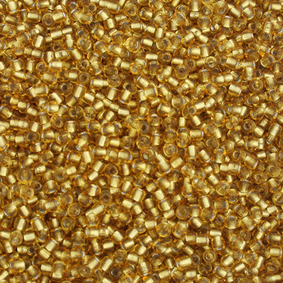 #8/0 SEED BEADS - APPROX 100G - SILVER LINED DARK GOLD