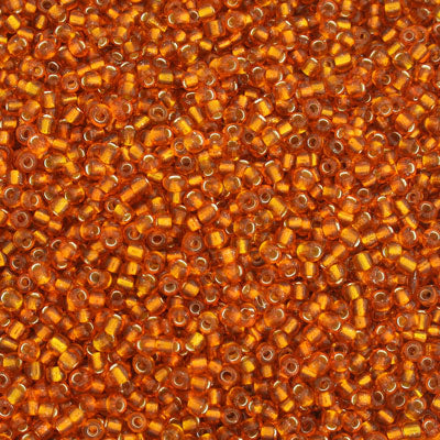 #8/0 SEED BEADS - APPROX 100G - SILVER LINED ORANGE
