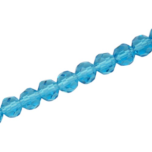 8MM FACETED ROUND BEADS - APPROX 65/PCS - AQUA