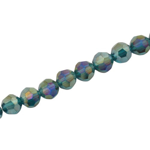 8MM FACETED ROUND BEADS - APPROX 65/PCS - TEAL AB