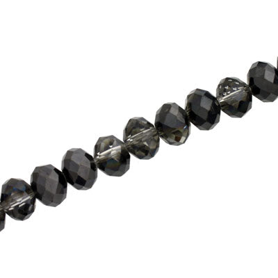 8 X 6 MM CRYSTAL RONDELLE BEADS HEMATITE / BLACK DIAMOND - APPROX 72 / PCS