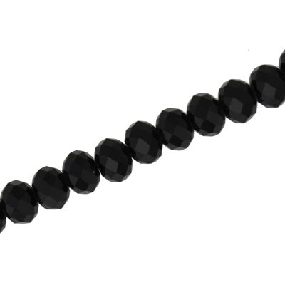 8 X 6 MM CRYSTAL RONDELLE BEADS JET - APPROX 72 / PCS
