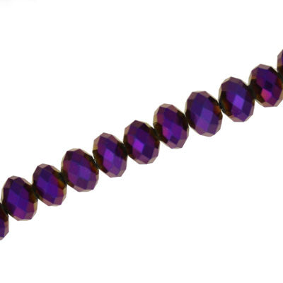 8 X 6 MM CRYSTAL RONDELLE BEADS METALIC PURPLE - APPROX 72 / PCS