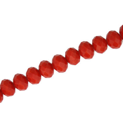 8 X 6 MM CRYSTAL RONDELLE BEADS OPAQUE RED - APPROX 72 / PCS