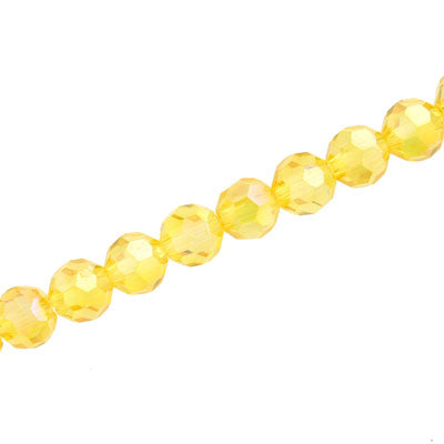8MM FACETED ROUND CRYSTAL BEADS - APPROX 72/PCS - YELLOW AB