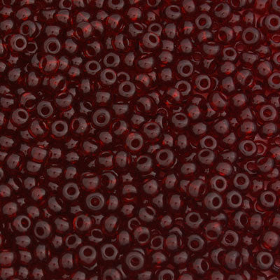 #8/0 ROCAILLES - APPROX 40G - TRANSPARENT RUBY