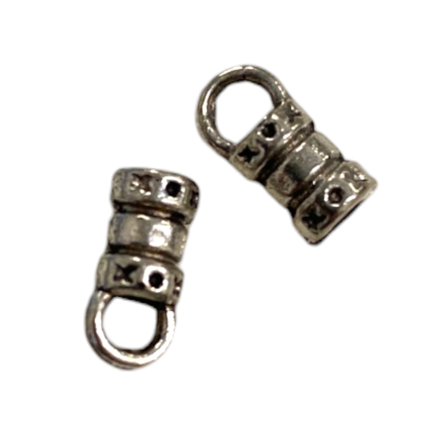 9 X 4 MM SILVER CAP BEADS - 26 PCS