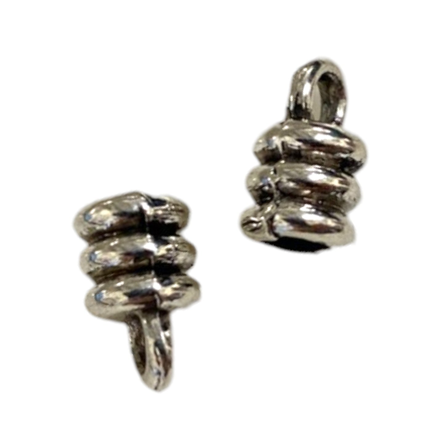 9 X 5 MM SILVER CAP BEADS - 20 PCS