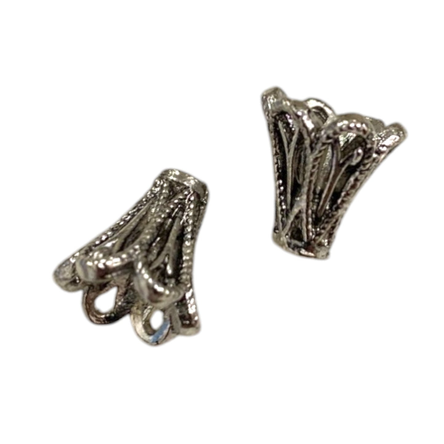 9 X 7 MM SILVER CAP BEADS - 10 PCS