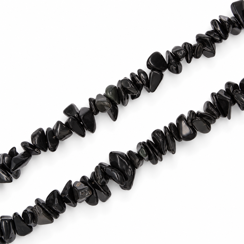 Black Agate Chip Beads - 88cm Strand