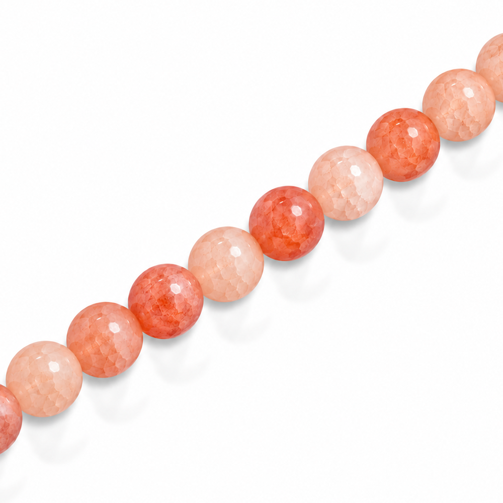 6mm Round Glass Crackle Beads Dark Coral - Approx. 70pcs