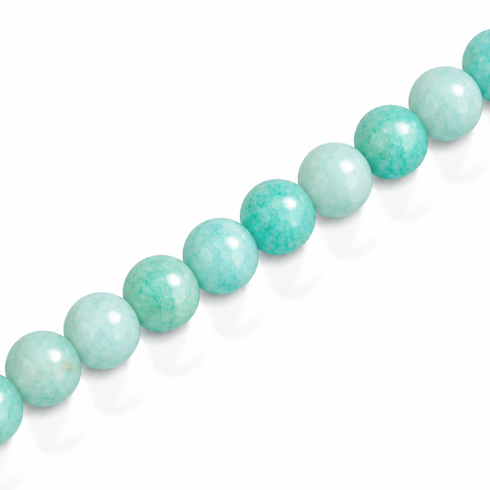 6mm Round Glass Crackle Beads Mint - Approx. 70pcs