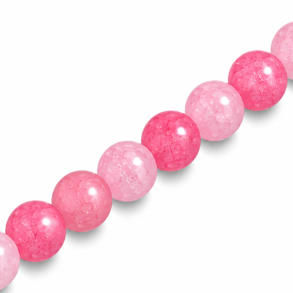 8mm Round Glass Crackle Beads Cherry Blossom - Approx. 50pcs