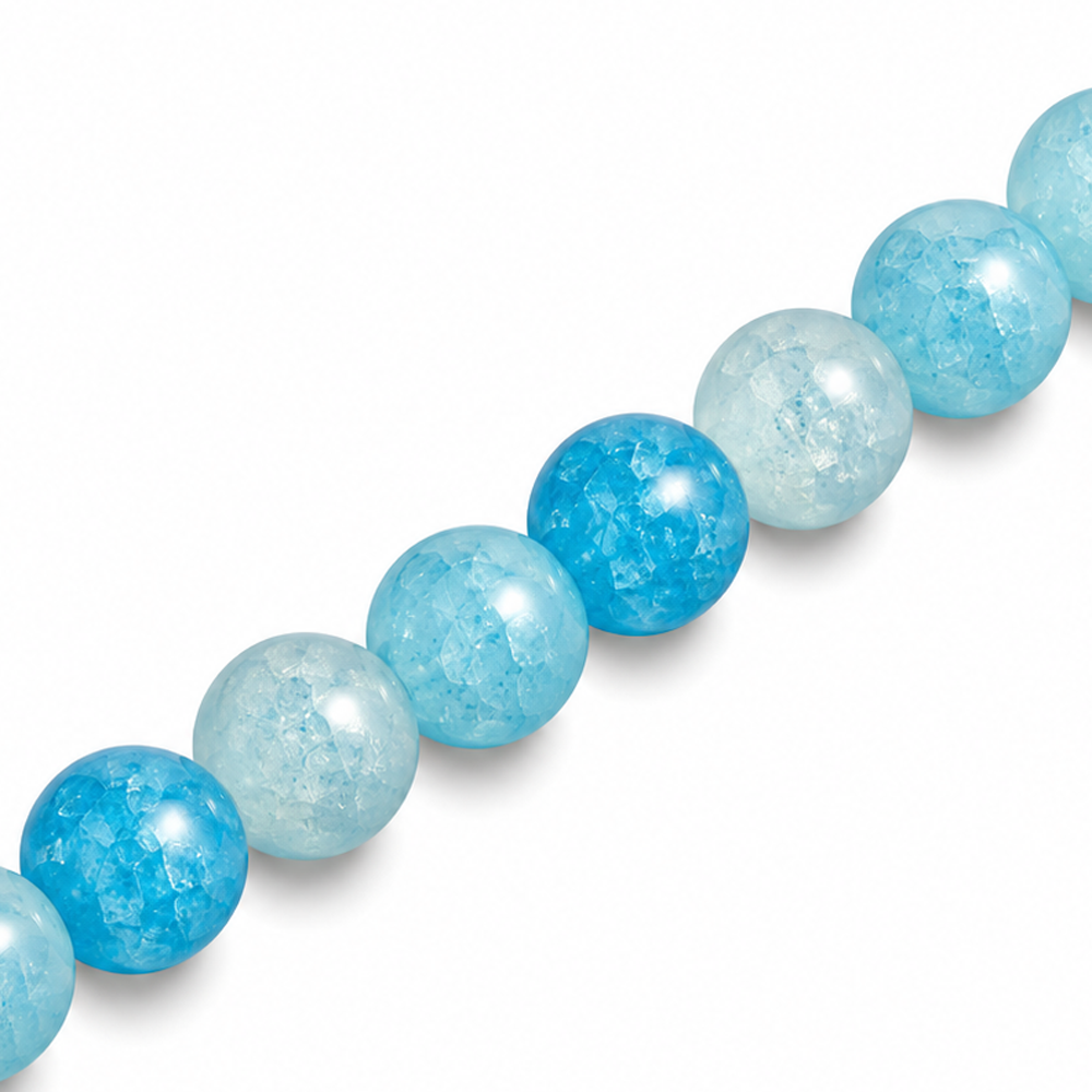 8mm Round Glass Crackle Beads Cerulean - Approx. 50pcs