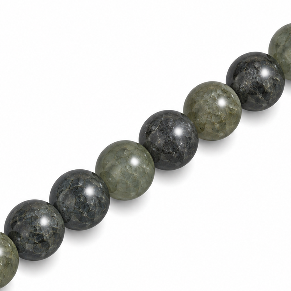 8mm Round Glass Crackle Beads Dark Gray - Approx. 50pcs