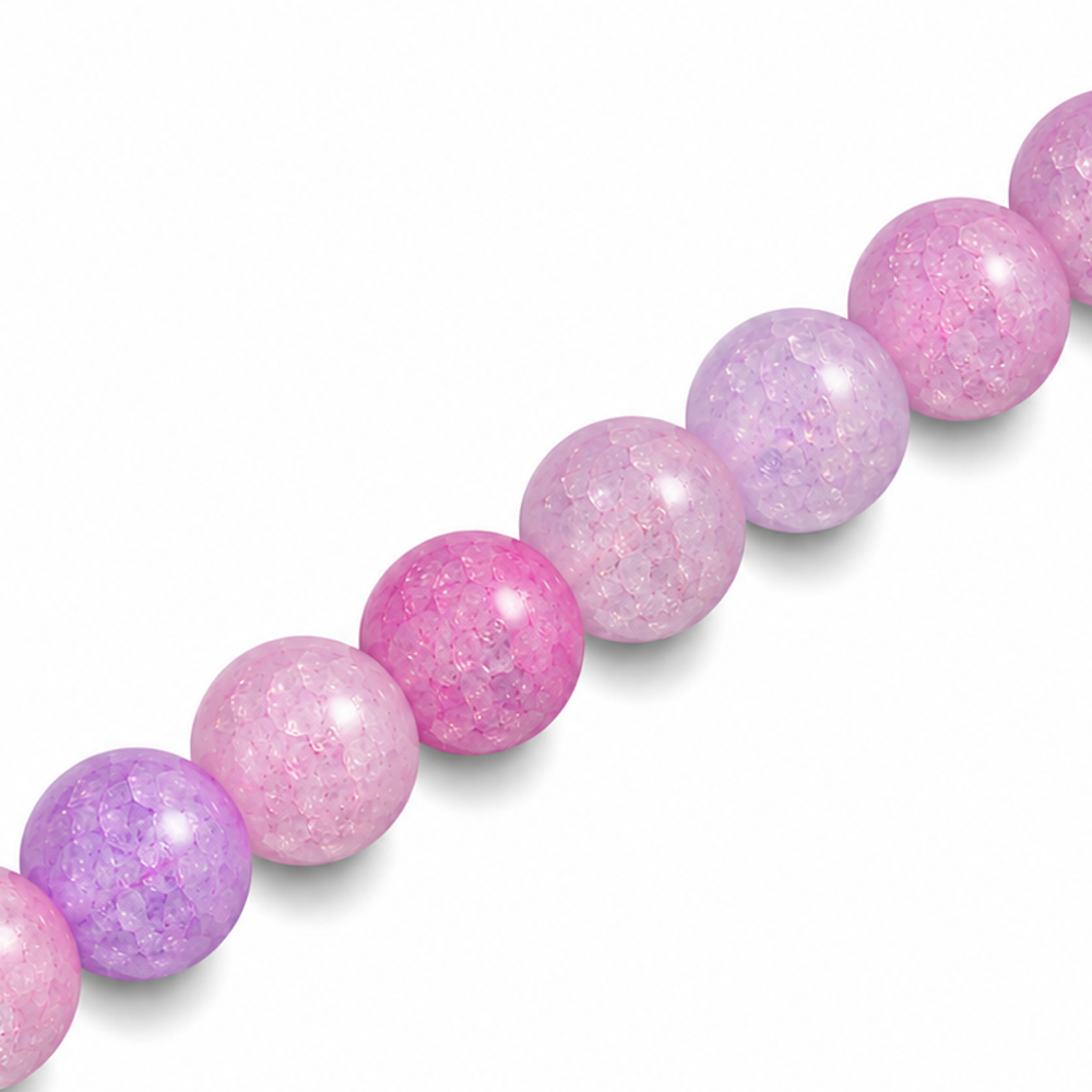 8mm Round Glass Crackle Beads Lavender - Approx. 50pcs