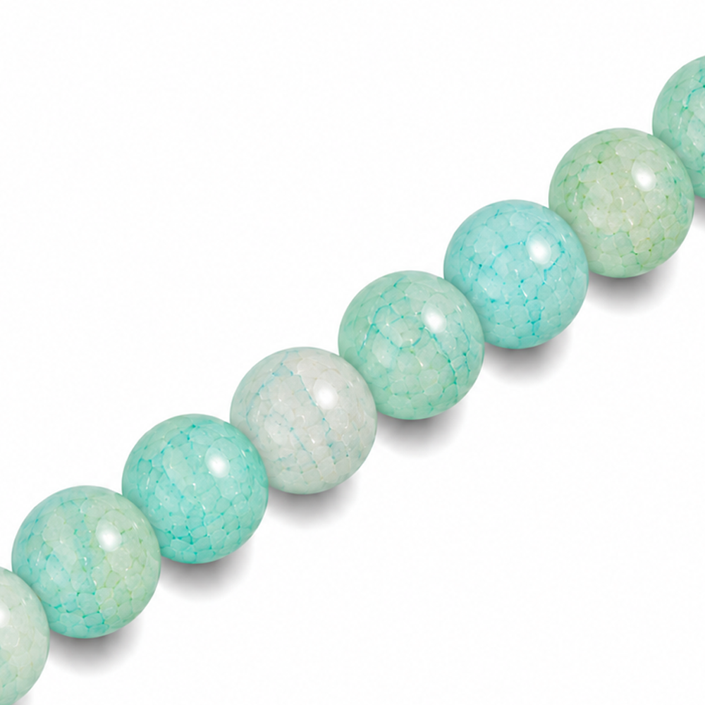 8mm Round Glass Crackle Beads Mint - Approx. 50pcs