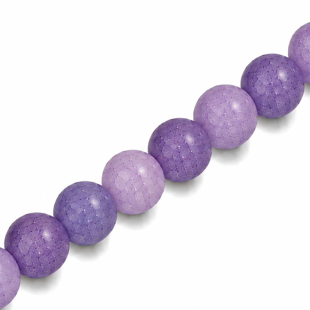 8mm Round Glass Crackle Beads Purple Haze - Approx. 50pcs