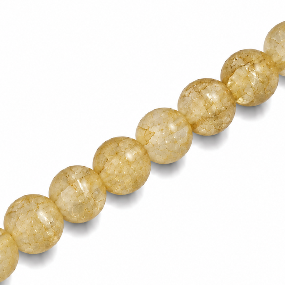 8mm Round Glass Crackle Beads Pyrite - Approx. 50pcs