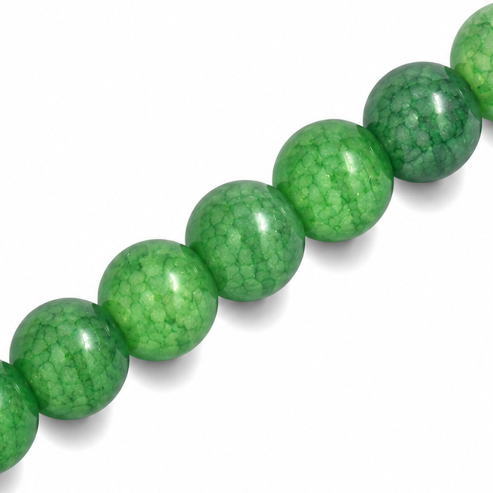 10mm Round Glass Crackle Beads Forest Green - Approx. 40pcs