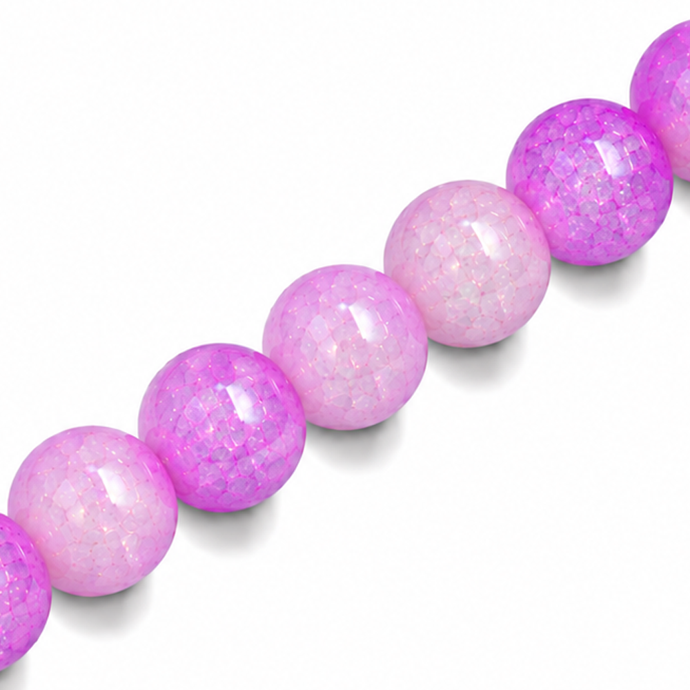 10mm Round Glass Crackle Beads Lavender - Approx. 40pcs