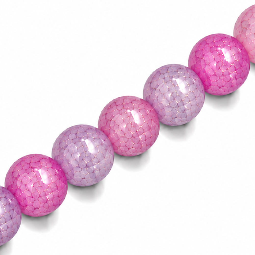 10mm Round Glass Crackle Beads Orchid - Approx. 40pcs