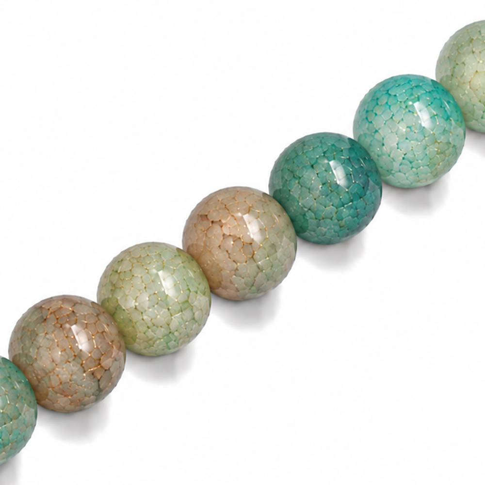10mm Round Glass Crackle Beads Rocky Shore - Approx. 40pcs