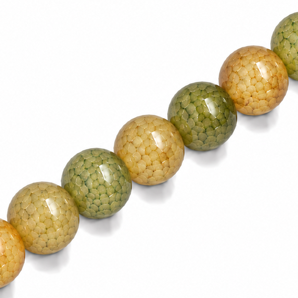 10mm Round Glass Crackle Beads Swamp - Approx. 40pcs