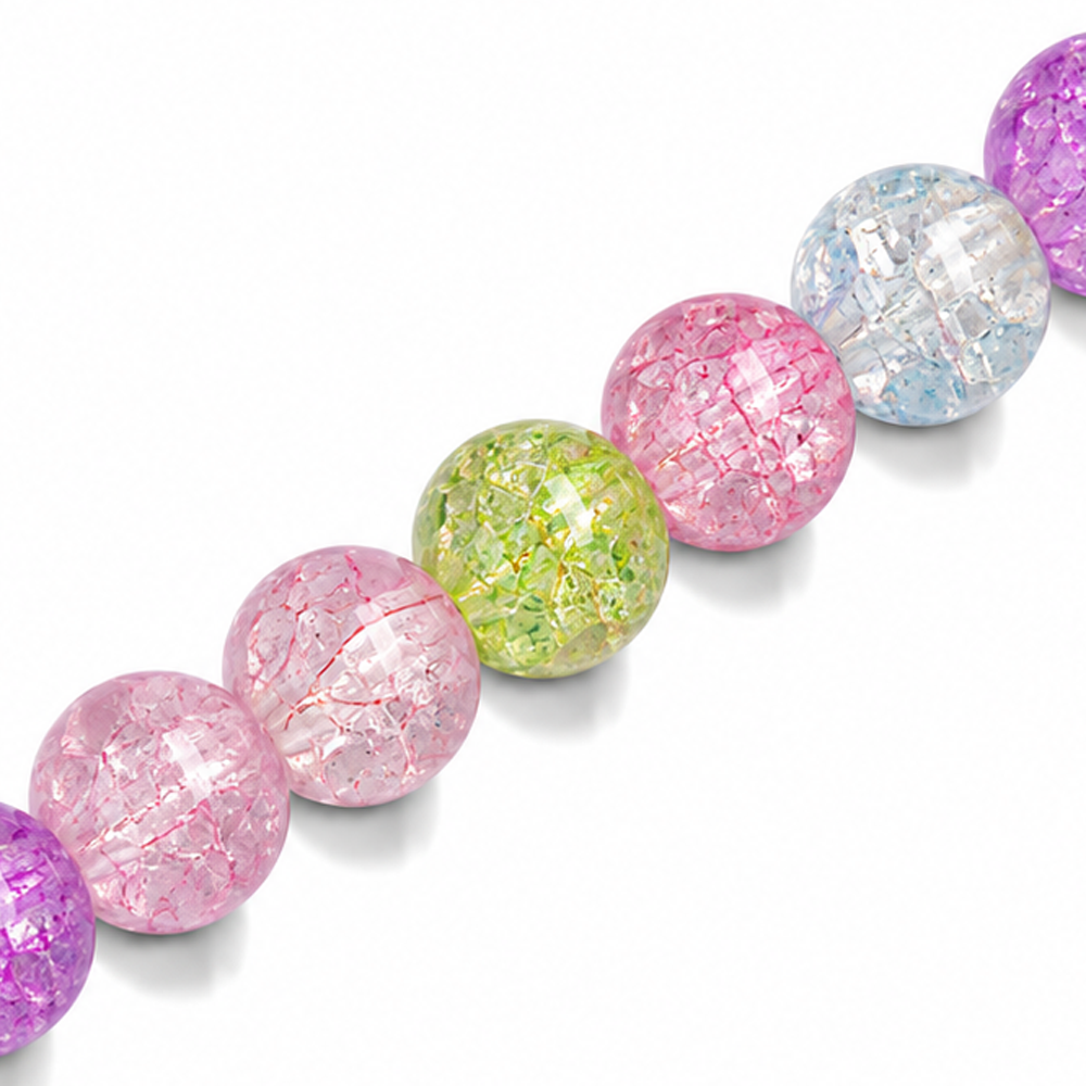 10mm Round Glass Crackle Beads Mixed Beads Transparent - Approx. 40pcs